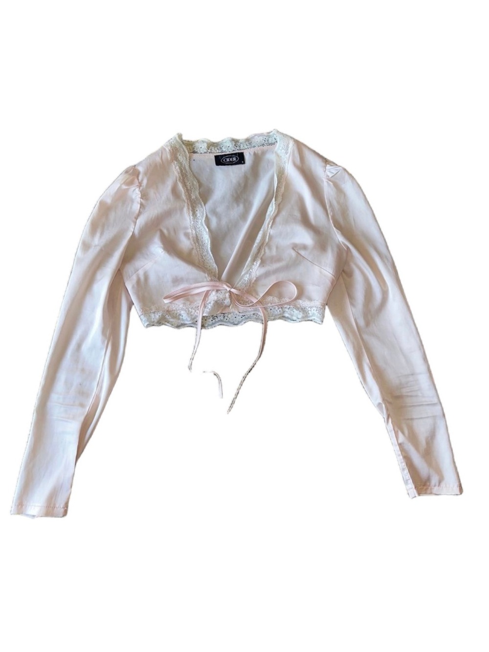 Cider Blush Lace-Trim Tie-Front Bolero Top